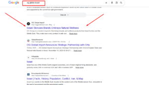 OG Global banner showing strategic distribution services for beauty and wellness brands with products displayed in the background.