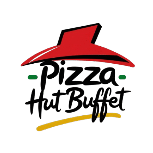 Pizza Hut Buffet logo with iconic red roof and brush script typography