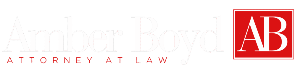 Official logo of Amber Boyd Attorney at Law featuring a red square icon with 'AB' initials and white serif typography.