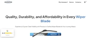 HaloWipers premium wiper blade packaging and product with Google 4.4-star rating badge and high-visibility slogan.