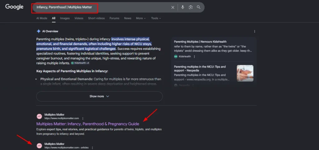 Multiples Matter logo - Pregnancy, infancy, and parenthood guide for twins and triplets.