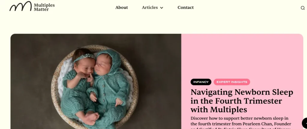 Multiples Matter logo - Expert insights on newborn sleep and infancy for twins and triplets.