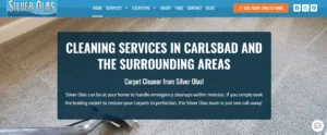 Professional carpet cleaning services in Carlsbad by Silver Olas, featuring a high-performance steam cleaner on a freshly cleaned grey carpet.