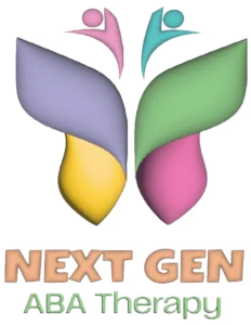 Next Gen ABA Therapy logo featuring a colorful butterfly shape formed by abstract human figures, symbolizing growth and neurodiversity.